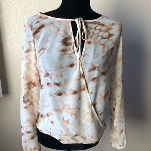 Guess XS Top Wrap Style Sheer White Cream Print